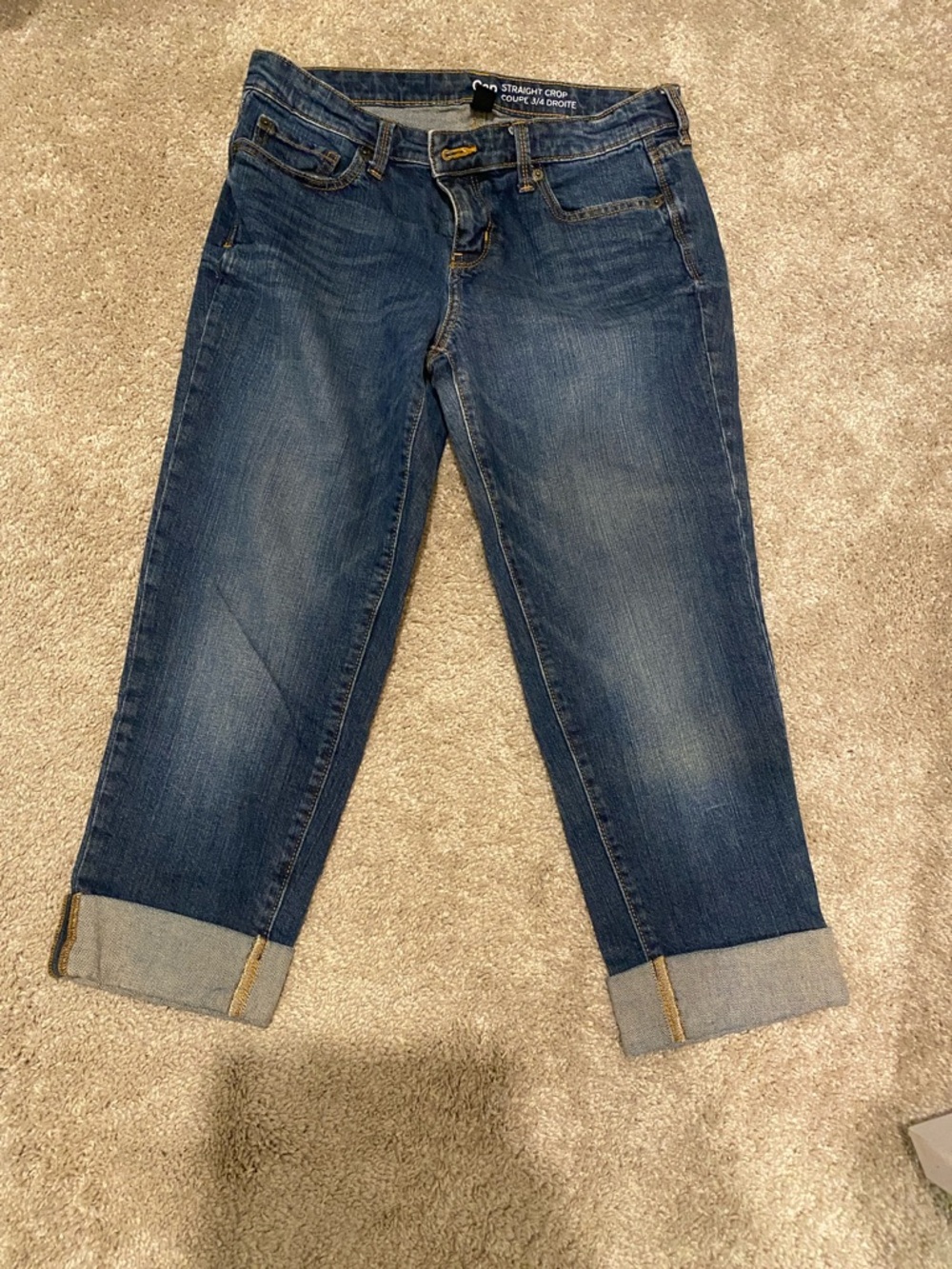 GAP Women's Medium Blue Cropped Straight Jeans - Cuffed